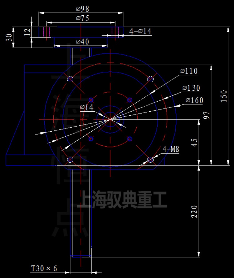 絲桿升降機(jī)SWLD2.5-1A-II法蘭型CAD圖紙